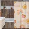 Retro Peace Sign Shower Curtain, Groovy 60's 70's Hippie Bathroom Accessory with Nostalgic Charm
