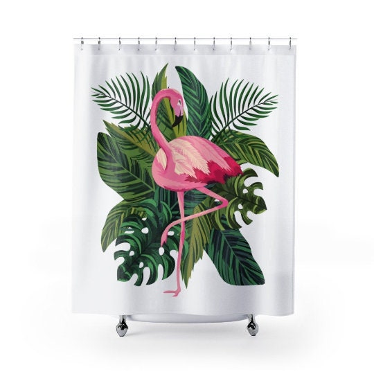 Retro Pink Flamingo Shower Curtain for Mid Century Tropical Vibes - Image 2