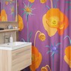 Retro Poppies Flowers Shower Curtain, 1970's Bathroom Accessory with Vintage Look and Feel