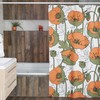 Retro Poppy Shower Curtain, Vintage Flower Bathroom Decor, Orange Curtain