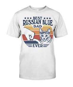 Retro Russian Blue T-Shirt For Men - Celebrate Your Love For This Majestic Feline