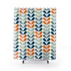 Retro Scandinavian Shower Curtain in Orange, Blue, and Mint with Mid Century Modern Mod Appeal