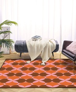 Retro Seamless Aesthetic Style Area Rug with 70s Retro Vibe for Modern Home Decor