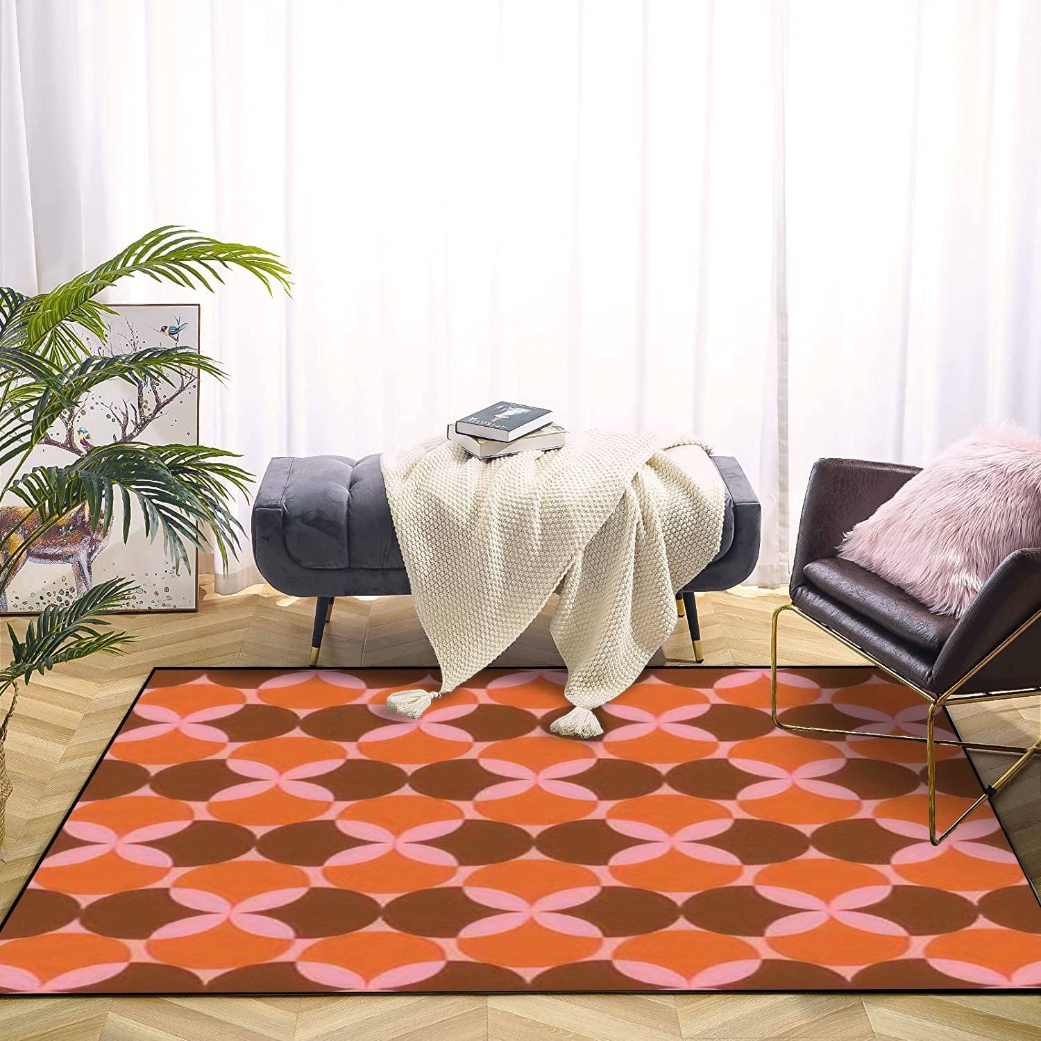 Retro Seamless Aesthetic Style Area Rug with 70s Retro Vibe for Modern Home Decor