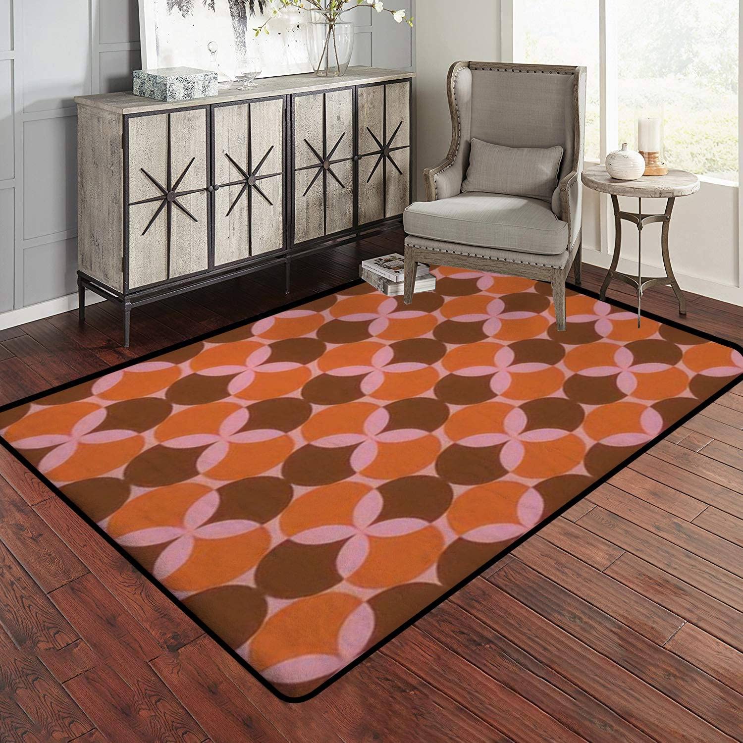 Retro Seamless Aesthetic Style Area Rug with 70s Retro Vibe for Modern Home Decor - Image 2