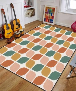 Retro Seventies Style Groovy Seamless Colorful Geometric Area Rug - Personalized Home Decor with 70s Retro Vibe