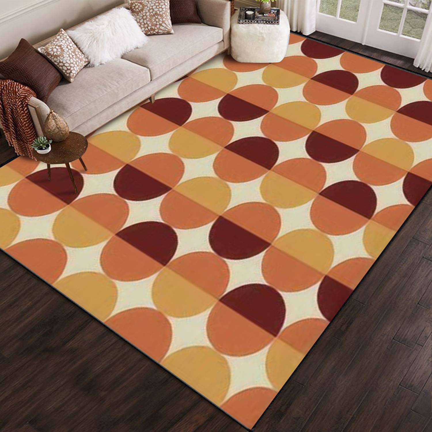 Retro Seventies Style Groovy Seamless Geometric Area Rug - Personalized Home Decor in Living Room Kids Bedroom Nursery - Image 2