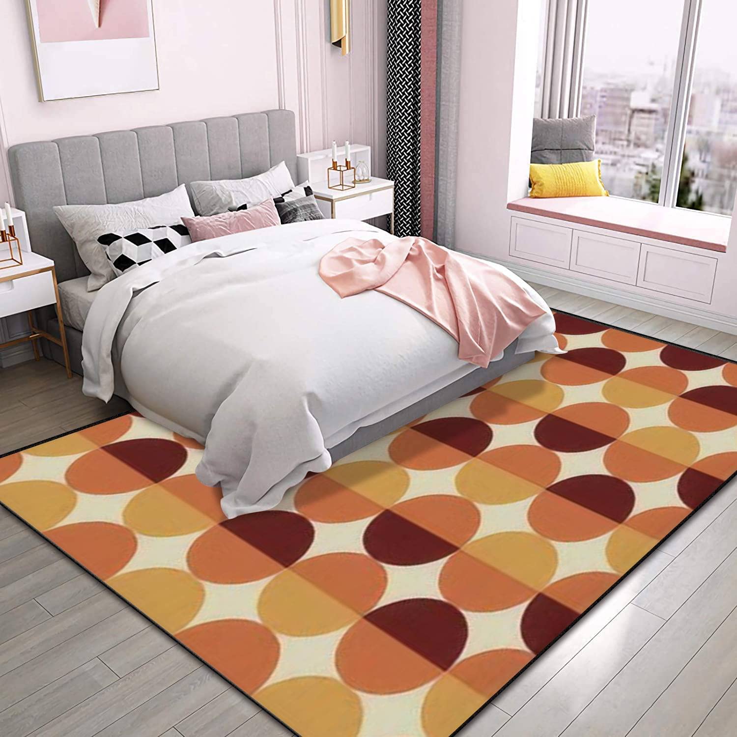 Retro Seventies Style Groovy Seamless Geometric Area Rug - Personalized Home Decor in Living Room Kids Bedroom Nursery - Image 3