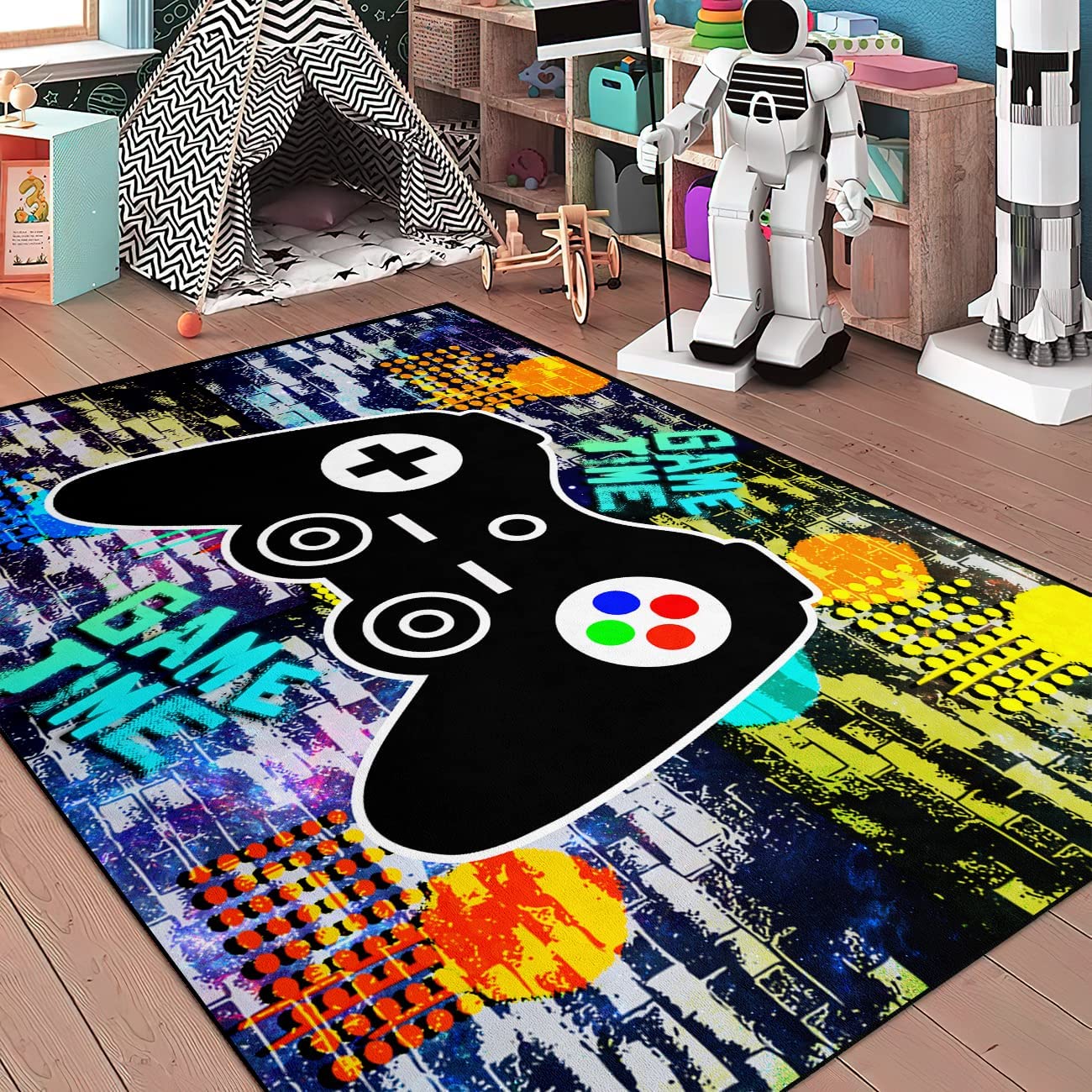 Retro Street Game Carpets T-Shirt, Hoodie, Sweatshirt: Gaming Rugs for Teen Boys with Video Games Controller Pattern - Image 4