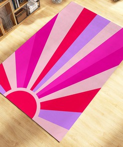 Retro Sunshine Personalized Area Rug for Soft Living Room or Bedroom Decor