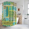 Retro Tiki Curtain with Lime Green and Blue Tropical Tiki Man Design for Funky Groovy Shower Curtains
