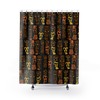 Retro Tiki Gods on Black Shower Curtain for Mid Century Modern Lifestyle