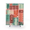 Retro Tiki Man Shower Curtain - Funky Fun Floral Pineapple Tiki Design in Teal Pink and Orange