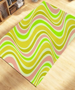 Retro Trippy Rug with Customizable Name for Boho Chic Living Room or Bedroom Decor