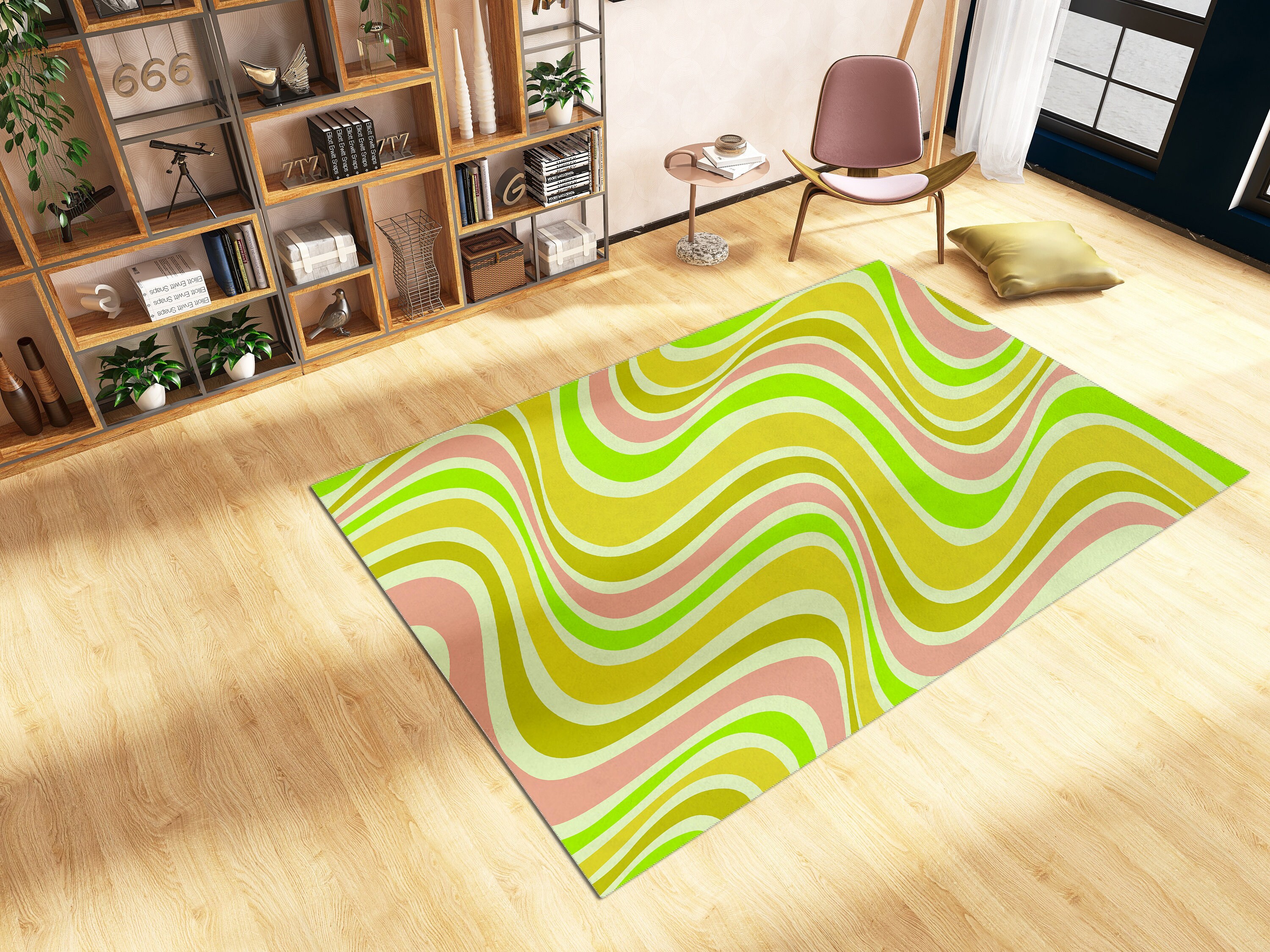 Retro Trippy Rug with Customizable Name for Boho Chic Living Room or Bedroom Decor - Image 4