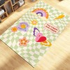 Retro Trippy Smile Face Rug - Groovy Wavy Hippie Decor, Preppy Room Smiley Rug with 70s Retro Area Rug