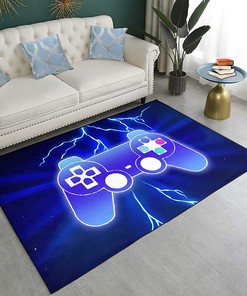 Retro Video Game Printed Rug - Non-Slip Gamer Carpet, Classic Game Theme Floor Mat