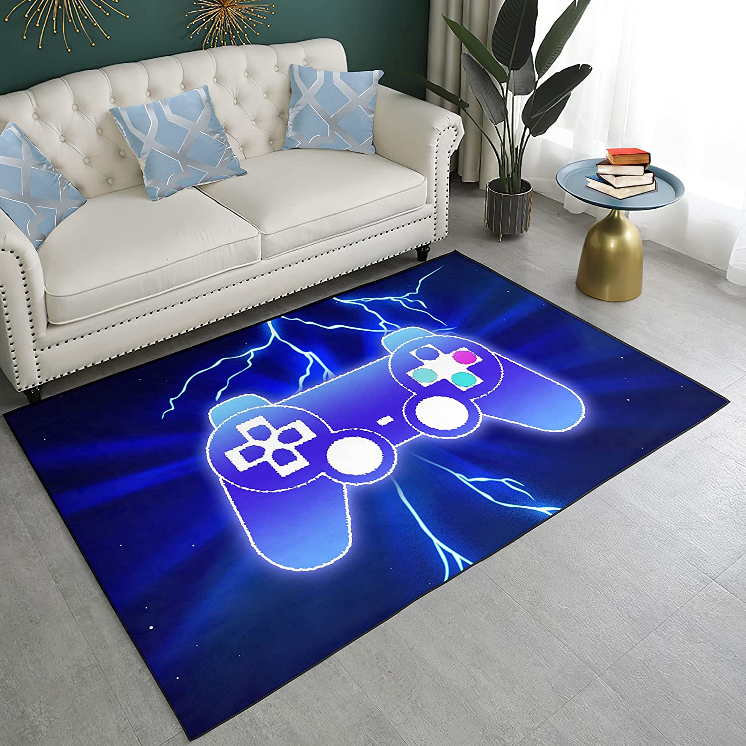 Retro Video Game Printed Rug - Non-Slip Gamer Carpet, Classic Game Theme Floor Mat