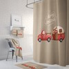 Retro Vintage Camper Red Truck Christmas Shower Curtain Set