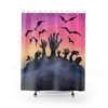 Retro Watercolor Graveyard Halloween Shower Curtain - Spooky and Gothic Design for a Scary Bathroom