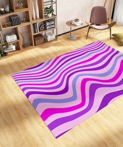 Retro Wavy Groovy Boho Area Rug for Chic Hippie Trippy 70s Home Decor