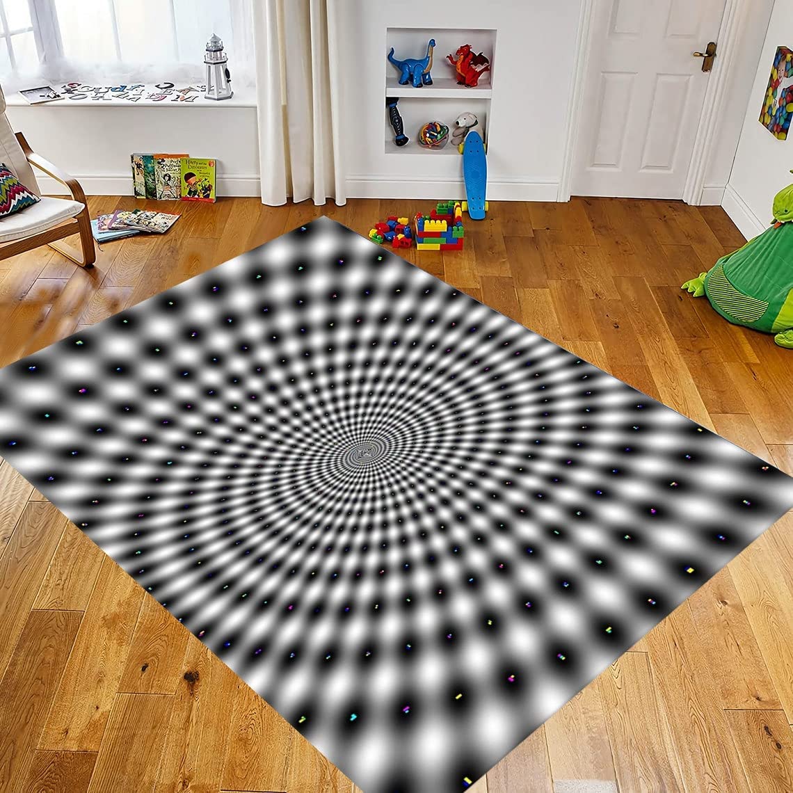 Retro Wooden Guitar Music Lover Black Area Rug - Non-Slip Indoor Carpet Perfect for Your Bedroom