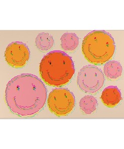 Retro-inspired Smiley Face Vortex Rug for Home Decor: Living Room, Bedroom to Add a Pop of Color