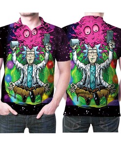 Rick And Morty Yoga Portalgun Wine Funny Printed 3D Polo Shirt with Breathable Fabric