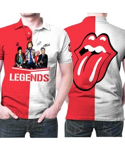 Rock Out with Signatures of Rolling Stones in Polo Collar Shirt