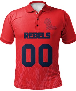 Rock a Bold Look with the NCAA Ole Miss Rebels Red Ombre Polo Shirt with Your Own Text