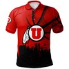 Rock a Grunge Look with the NCAA Utah Utes Red and Black Polo Shirt with Your Own Text
