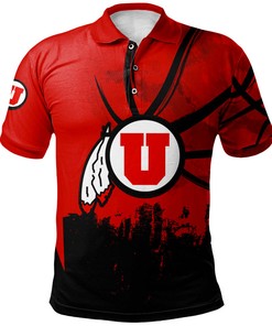 Rock a Grunge Look with the NCAA Utah Utes Red and Black Polo Shirt with Your Own Text