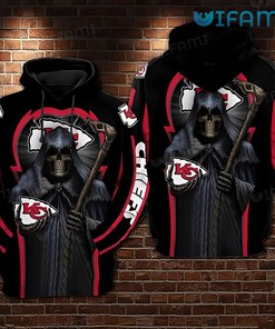 Rock the Grim Reaper Hold Logo with a Black KC Chiefs Hoodie 3D