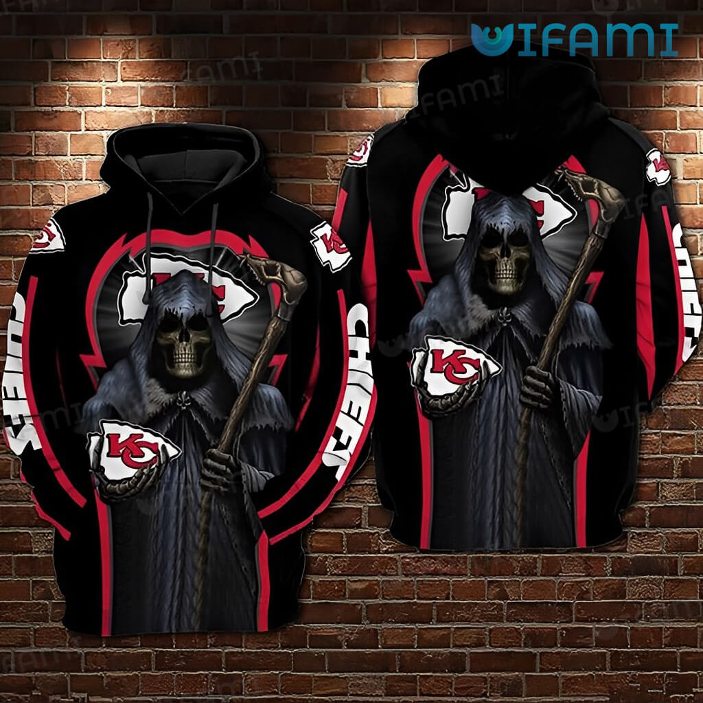 Rock the Grim Reaper Hold Logo with a Black KC Chiefs Hoodie 3D