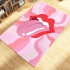 Rolling Stone Groovy Retro Trippy Rug - Wavy Hippie 70s Indie Room Decor, Pink Funky Rug with 70s Bathroom Rug Set