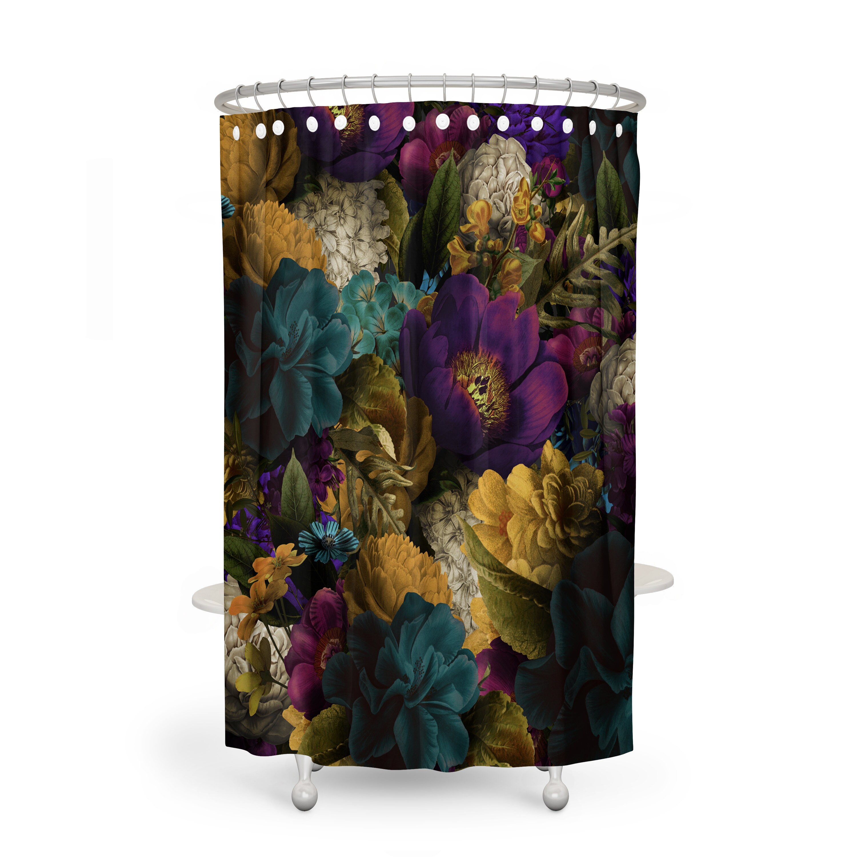 Romantic Floral Shower Curtain - Delicate Bath Curtain with Matching Towels and Mat for Romantic Bathroom Decor - Image 4