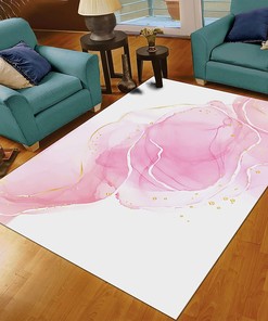 Romantic Pink Petals Art Deco Rug for Large Soft Area in Home Decor with Feminine Touch