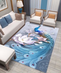 Royal Peacock Print Area Rug - Soft and Durable Floor Carpet for Animal Lovers