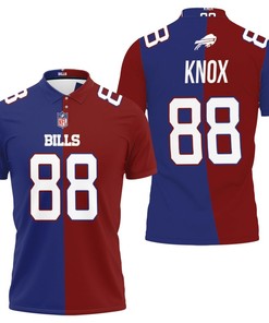 Royal Red Two Tone Polo Shirt with Dawson Knox #88: Show your love for a great Bills player.