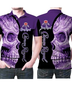 Royale with Our Sugar Skull Crown Royal Purple Flower Pattern 3D All-Over Print Polo Shirt