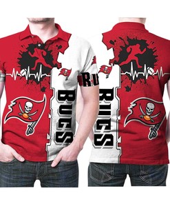 Run with Your Team's Logo Heartbeat with a Tampa Bay Buccaneers Logo Heartbeat Running 3D All Over Print Polo Shirt