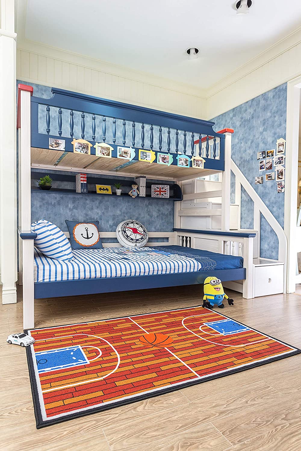 Rust Basketball Childrens Play Area Rug - Perfect for Bathroom, Playroom & Kindergarten Classroom - Image 2