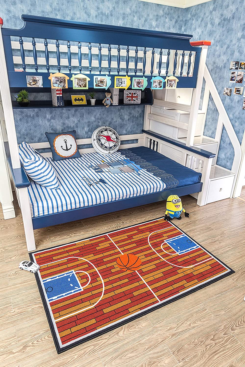 Rust Basketball Childrens Play Area Rug - Perfect for Bathroom, Playroom & Kindergarten Classroom - Image 3