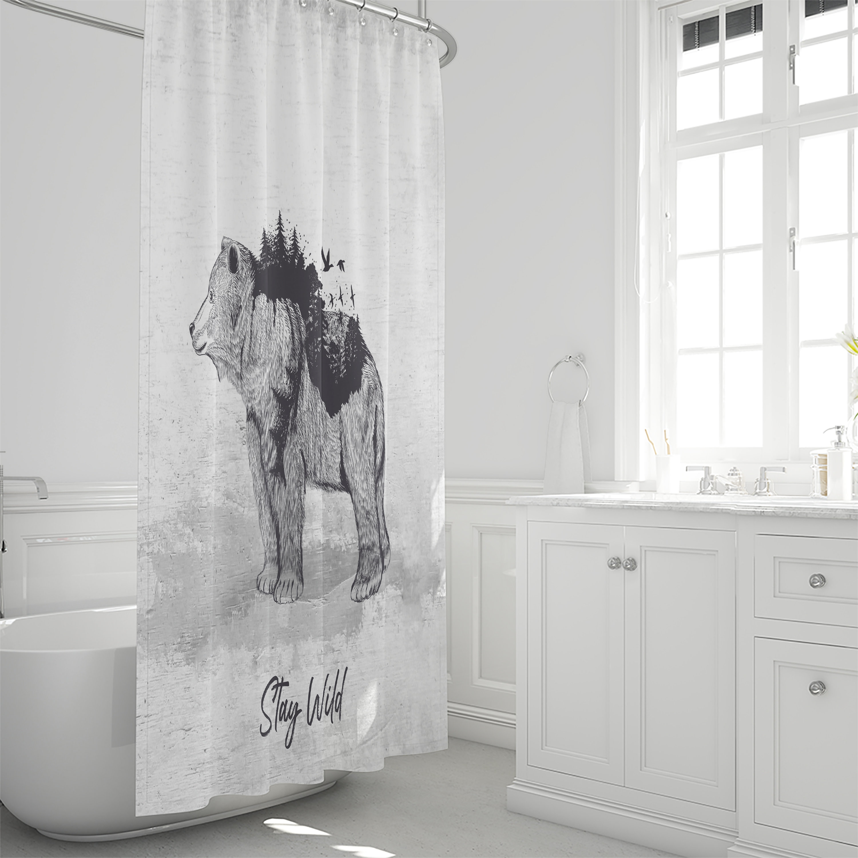 Rustic Bear Woodland Disney Shower Curtain Set for a Primitive Country Bathroom - Image 4