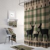 Rustic Buffalo Plaid Deer Shower Curtain Set with Woodland Bath Accessories