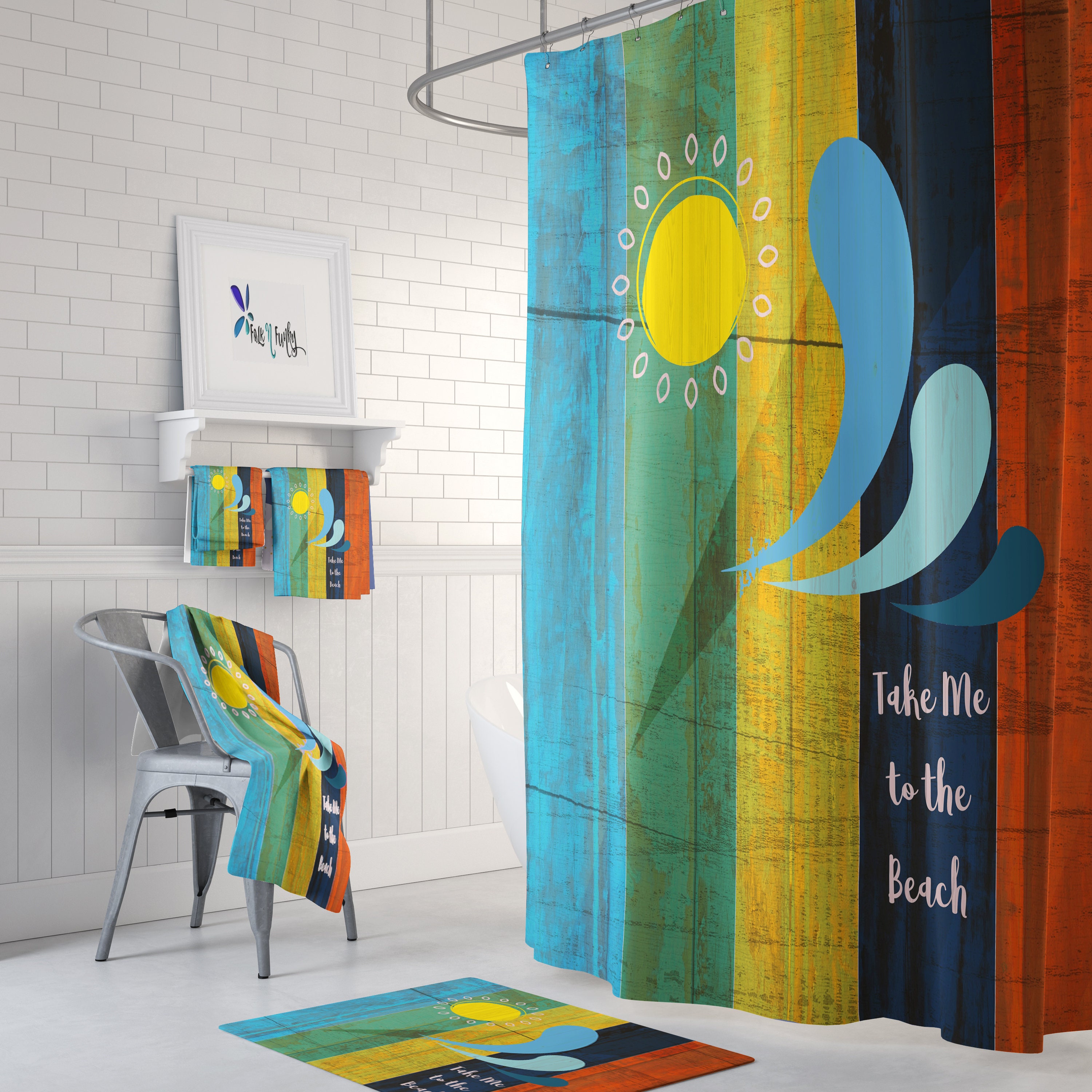 Rustic Coastal Bathroom Decor with Unique Shower Curtain and Restroom Shower Curtains Ideas