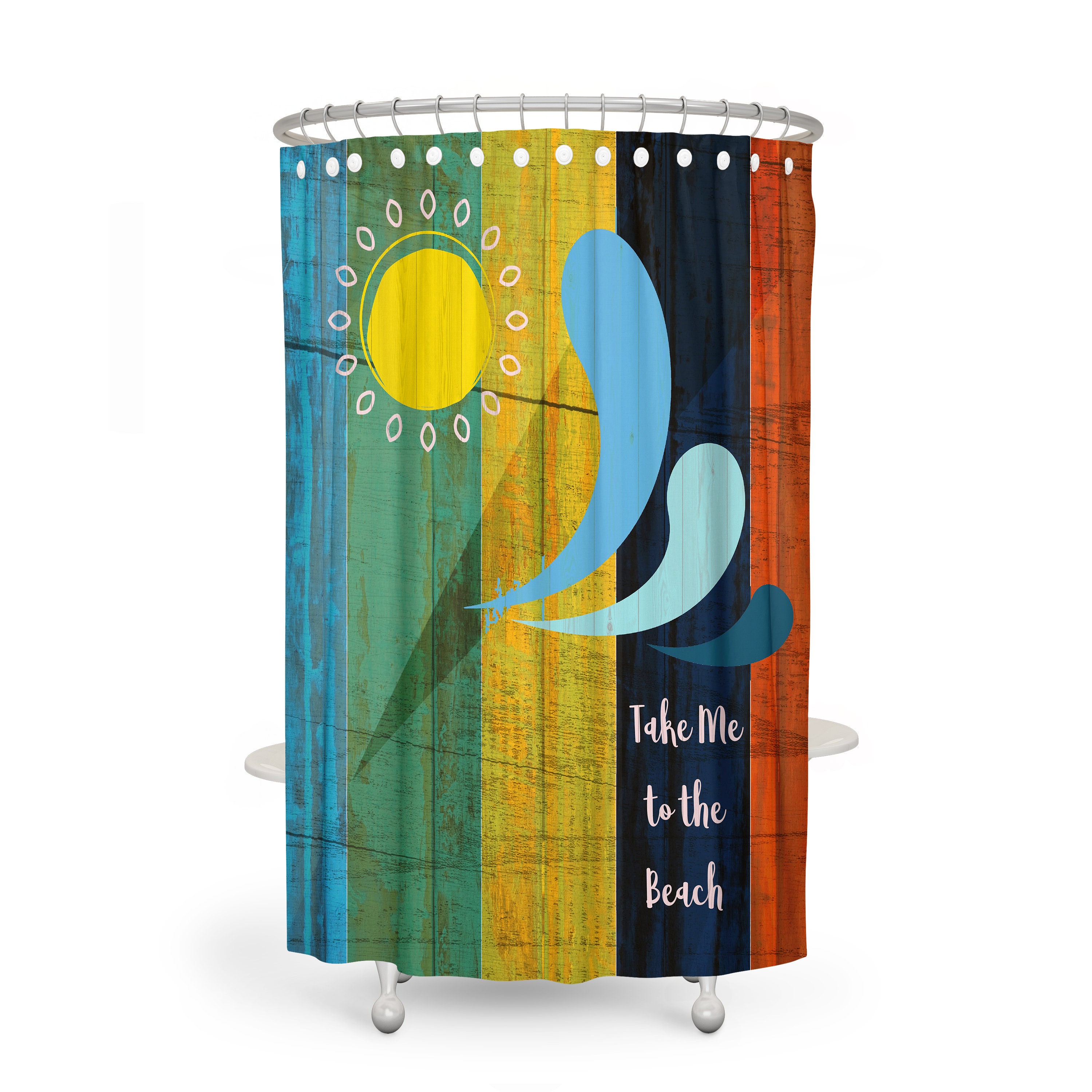 Rustic Coastal Bathroom Decor with Unique Shower Curtain and Restroom Shower Curtains Ideas - Image 2