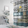 Rustic Coastal Beach Theme Shower Curtain with Resort Advertising Sign for a Relaxing Bathroom