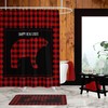 Rustic Country Lumberjack Plaid Grumpy Bear Lodge Shower Curtain Set
