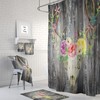 Rustic Faux Wood Deer Skull Floral Shower Curtain - Country Bath Curtain Bathroom Decor